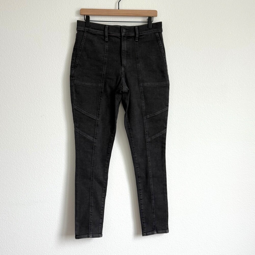 Express Skinny Jeans 10L Black Conscious Edit High Rise Moto Paneled Denim - Picture 2 of 8